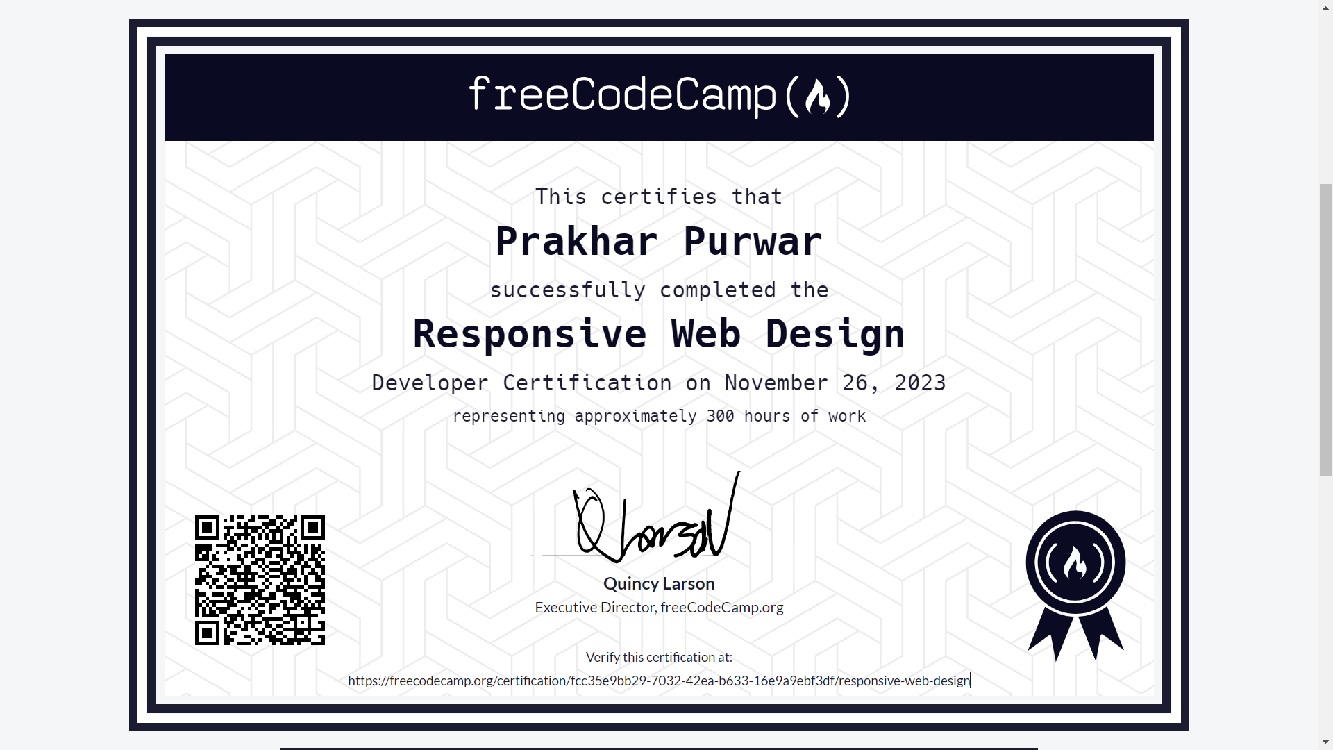 Responsive Web Design certificate