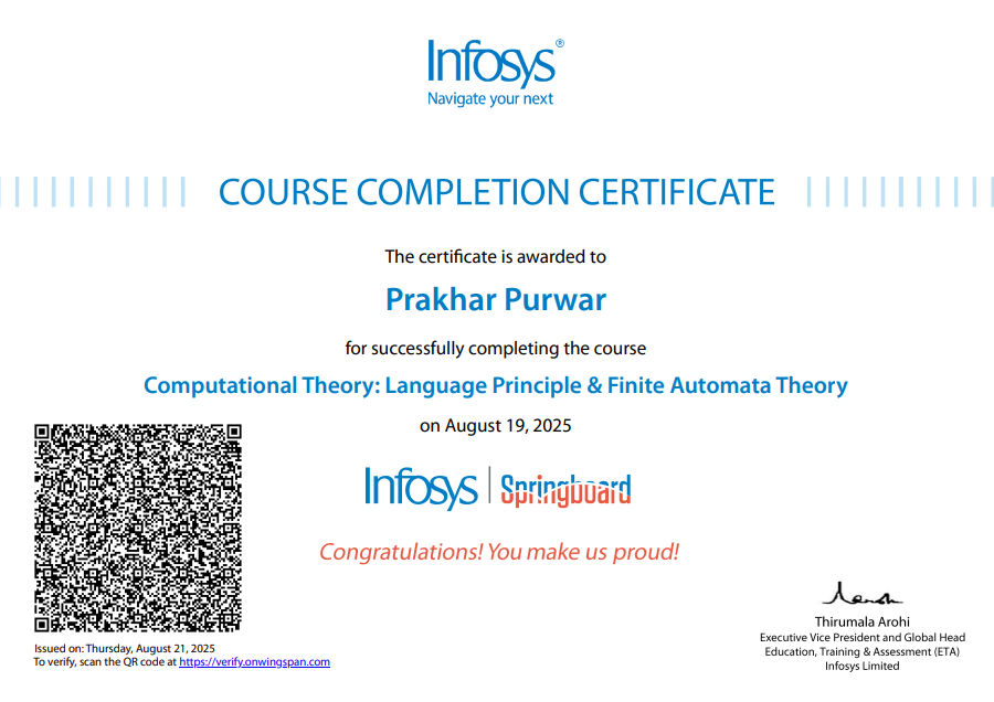 Computational Theory certificate